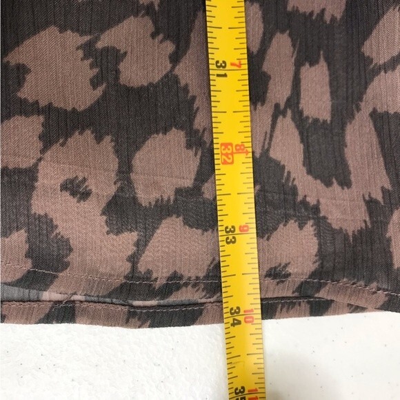 Express Leopard Print Semi Sheer Roll Tab Sleeve Gray Brown Dress Women's Small - Picture 11 of 12